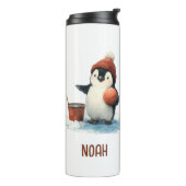 Personalized Winter Penguin Basketball Kid Thermosbeker (Gedraaid links)