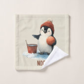 Personalized Winter Penguin Basketball Kid Towel Bad Handdoek (Wasdoekje)