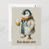 Personalized Winter Penguin “Best Doctor Ever” Briefkaart (Voorkant / Achterkant)