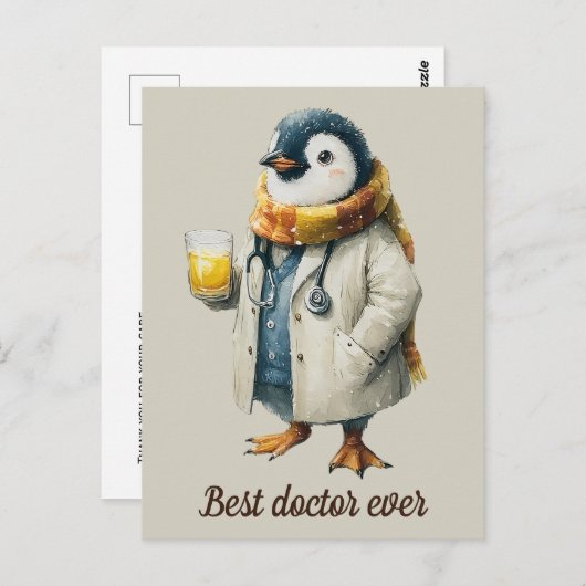 Personalized Winter Penguin “Best Doctor Ever” Briefkaart (Voorkant / Achterkant)