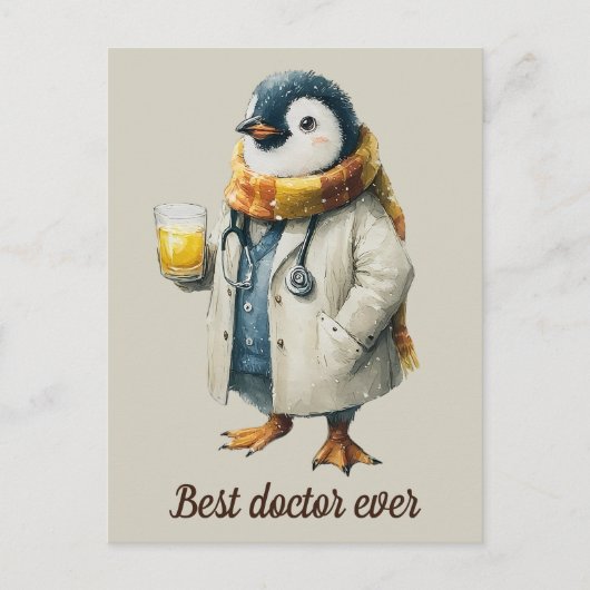 Personalized Winter Penguin “Best Doctor Ever” Briefkaart (Voorkant)