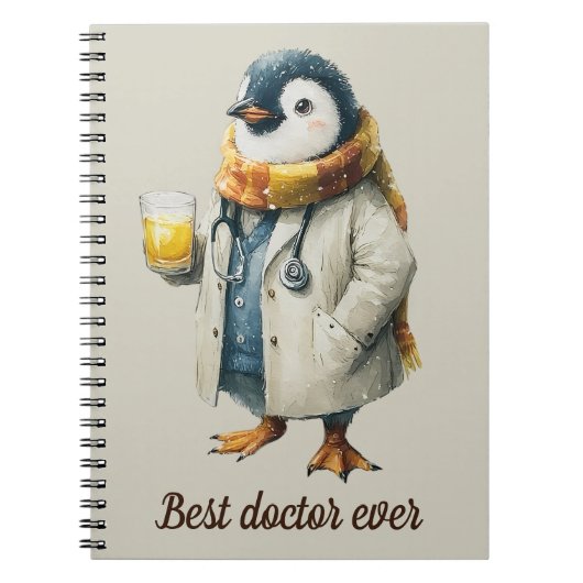Personalized Winter Penguin “Best Doctor Ever” Notitieboek (Voorkant)