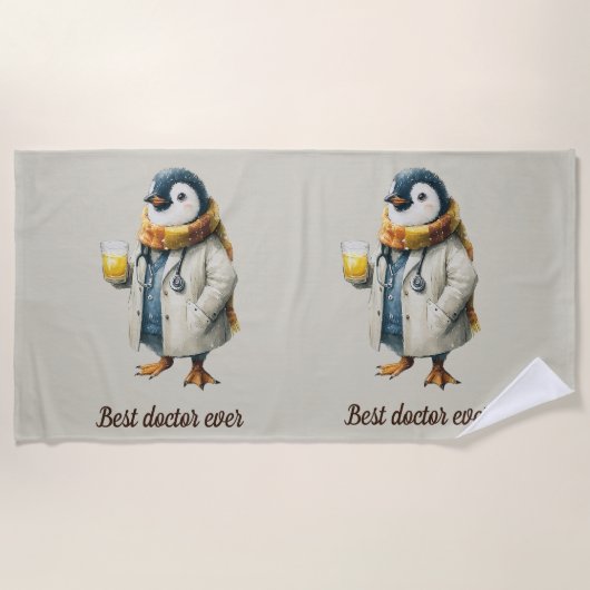 Personalized Winter Penguin “Best Doctor Ever” Strandlaken (Voorkant)