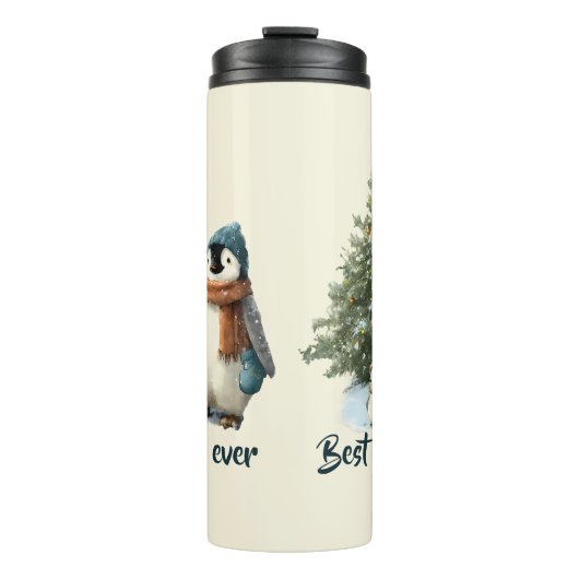 Personalized Winter Penguin “Best Mom Ever” Thermosbeker (Voorkant)
