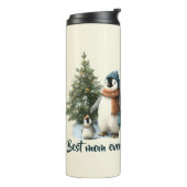 Personalized Winter Penguin “Best Mom Ever” Thermosbeker (Gedraaid links)