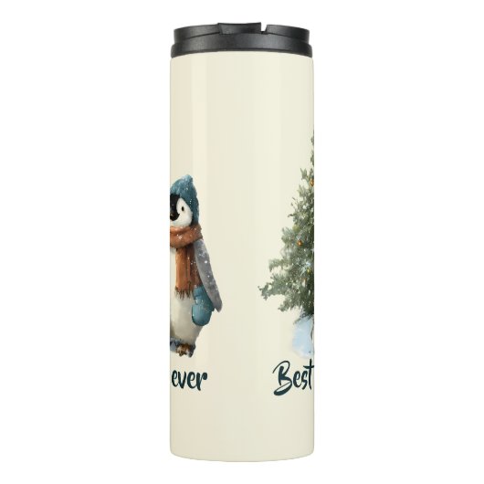 Personalized Winter Penguin “Best Mom Ever” Thermosbeker (Achterkant)