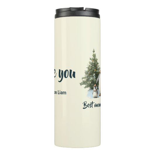 Personalized Winter Penguin “Best Mom Ever” Thermosbeker (Achterkant)