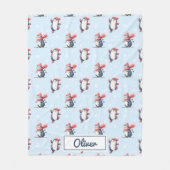 Personalized Winter Penguin Boys Fleece Blanket (Voorkant)