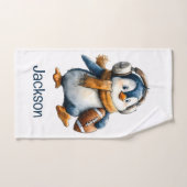 Personalized Winter Penguin Football Kid Bad Handdoek (Handdoek)
