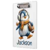 Personalized Winter Penguin Football Kid Klembord (Links)