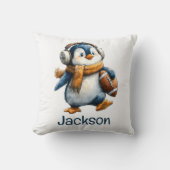 Personalized Winter Penguin Football Kid Kussen (Voorkant)