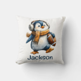 Personalized Winter Penguin Football Kid Kussen