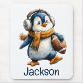 Personalized Winter Penguin Football Kid Muismat (Voorkant)