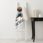 Personalized Winter Penguin Football Kid Sherpa Deken (In situ)