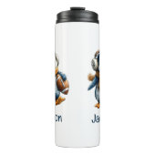 Personalized Winter Penguin Football Kid Thermosbeker (Voorkant)