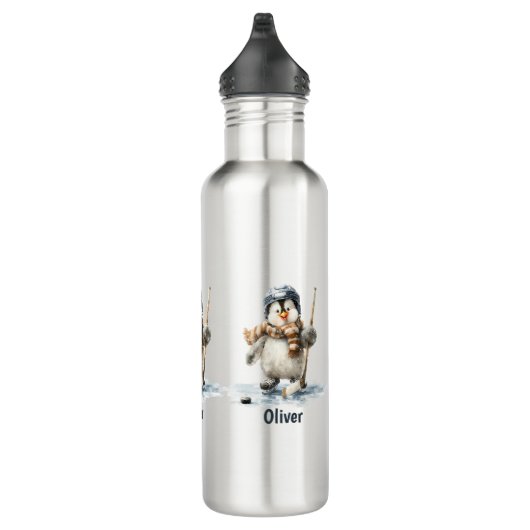 Personalized Winter Penguin Hockey Kid Waterfles (Rechts)