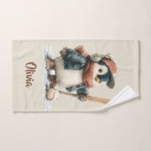Personalized Winter Penguin Softball Kid Bad Handdoek (Handdoek)