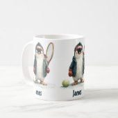 Personalized Winter Penguin Tennis Kid Koffiemok (Voorkant links)