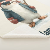 Personalized Winter Penguin Tennis Kid Sherpa Deken (3/4)