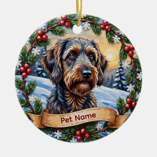 Personalized Wirehaired Pointing Griffon Christmas Keramisch Ornament (Voorkant)
