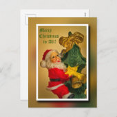 Personalized Wish from Papa Noel on Christmas Tree Feestdagenkaart (Voorkant / Achterkant)