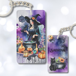 Personalized Witches Spell Watercolor Sleutelhanger