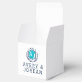 Personalized wite blue Monogram Wedding  Bedankdoosjes (Geopend)