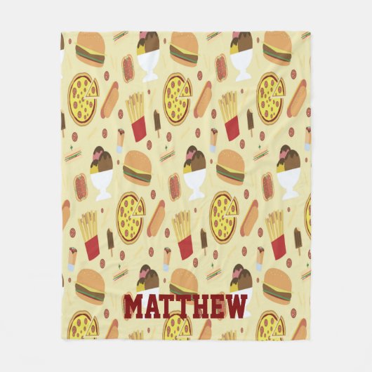 Personalized with Name Fast Food Fleece Blanket (Voorkant)