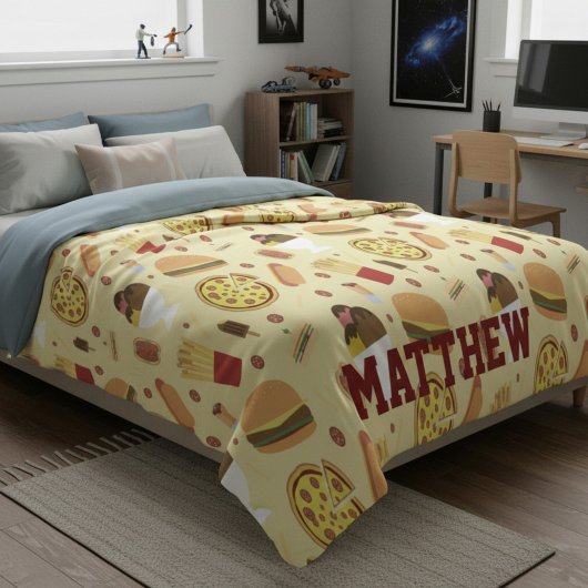 Personalized with Name Fast Food Fleece Blanket Deken