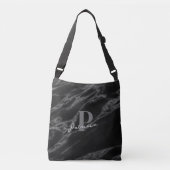 Personalized with Name Initial Chic Marble Black Crossbody Tas (Voorkant)