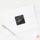 Personalized with Name Initial Marble Black Vierkante Sticker (Envelop)