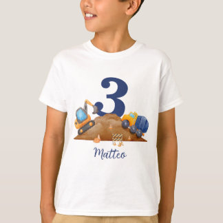 Personalized with name &number, Birthday excavator T-shirt