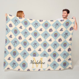 Personalized Wizard School Blue Monogram Name Fleece Deken