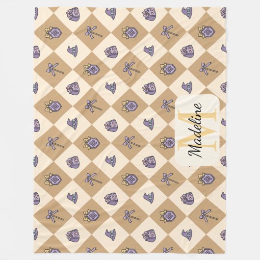 Personalized Wizard School Gold Monogram Name Fleece Deken (Voorkant)