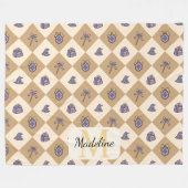 Personalized Wizard School Gold Monogram Name Fleece Deken (Voorkant (Horizontaal))