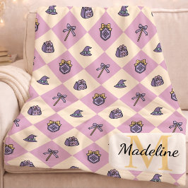 Personalized Wizard School Monogram Name Pink Fleece Deken