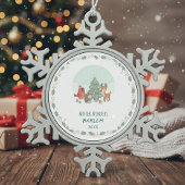 Personalized Woodland Friends  Tin Sneeuwvlok Ornament