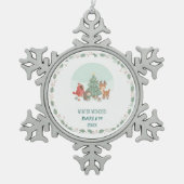 Personalized Woodland Friends  Tin Sneeuwvlok Ornament (Voorkant)