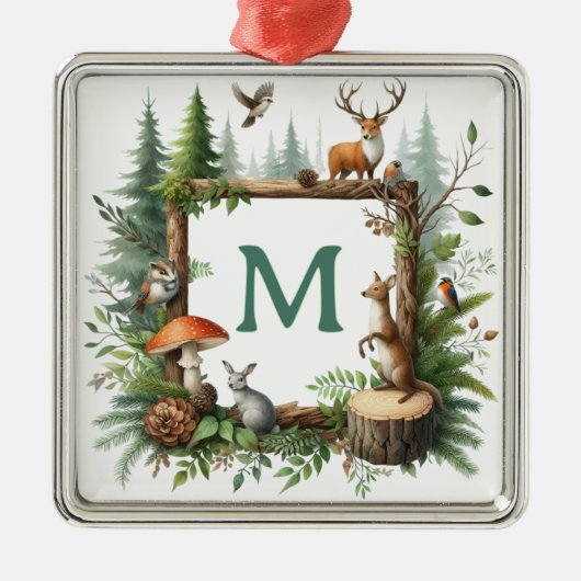 Personalized Woodland Monogram Christmas Ornament (Voorkant)