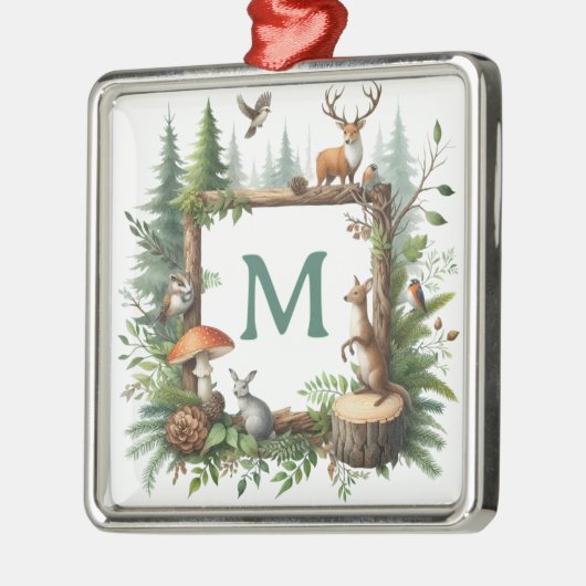 Personalized Woodland Monogram Christmas Ornament (Links)