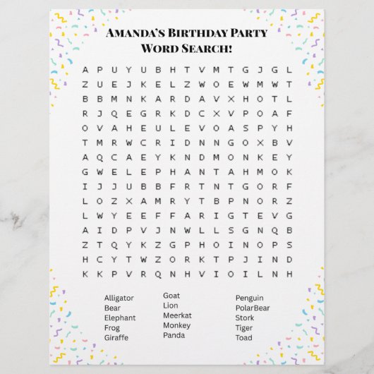 Personalized Word Search Puzzle | Double-Side Flyer (Voorkant)