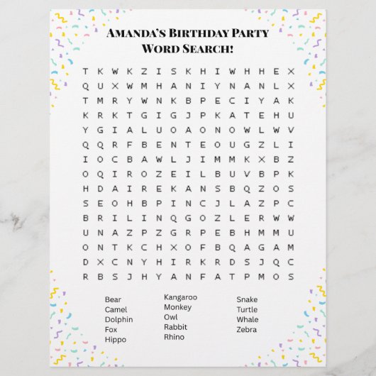 Personalized Word Search Puzzle | Double-Side Flyer (Achterkant)