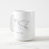 Personalized World Map Line Art Mug Koffiemok (Voorkant links)
