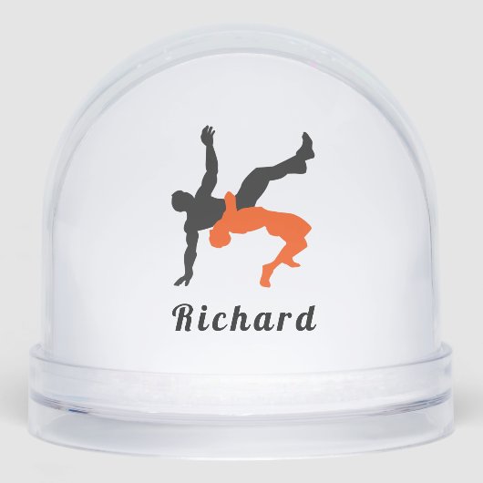 Personalized Wrestling Athlete Snow Globe Gift Sneeuwbol (Voorkant)