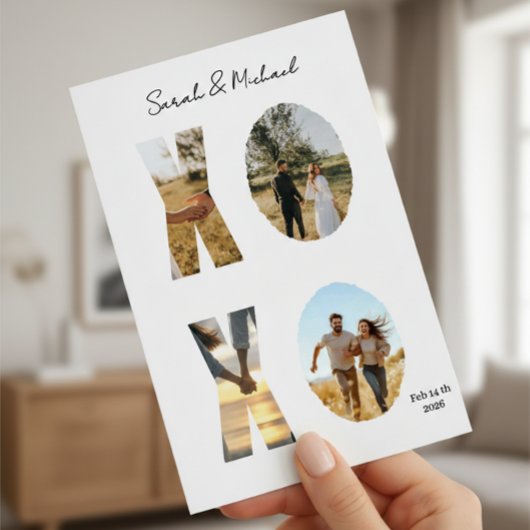 Personalized XO Photo Love Card for Couples Feestdagenkaart