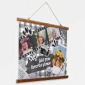 Personalized Y2K Retro Film Photo in Black & White Hangend Wandkleed (Gebogen)