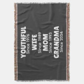 Personalized Year Youthful Wife Mom Grandma,  Deken (Voorkant Verticaal)