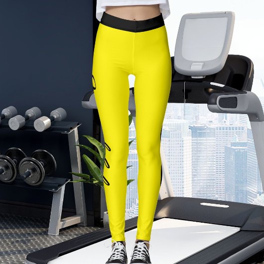 Personalized Yellow And Black Stripes Custom Made Leggings