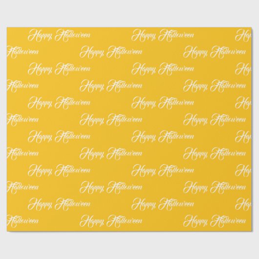 Personalized yellow and white Happy Halloween Cadeaupapier (Vlak)