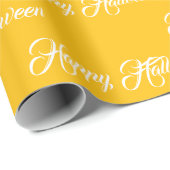 Personalized yellow and white Happy Halloween Cadeaupapier (Rol Hoek)